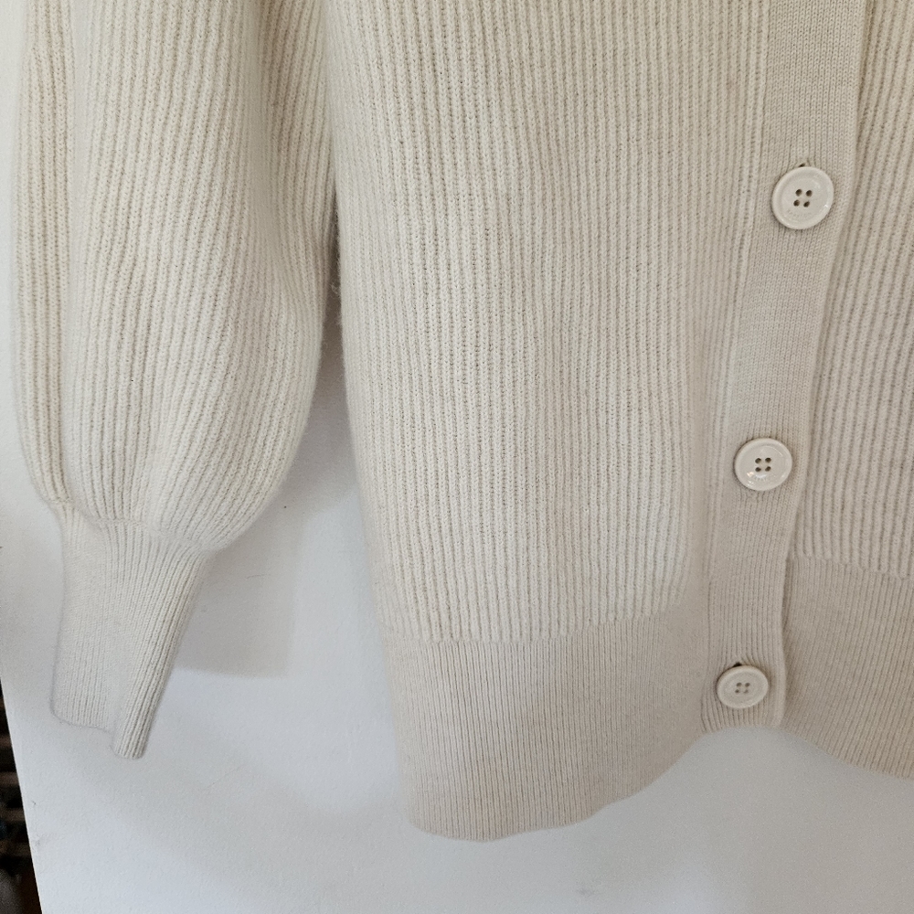 Aritzia Babaton Bespoke Wool Linen Blend Cardigan XS Ivory White V-Neck - Picture 8 of 8